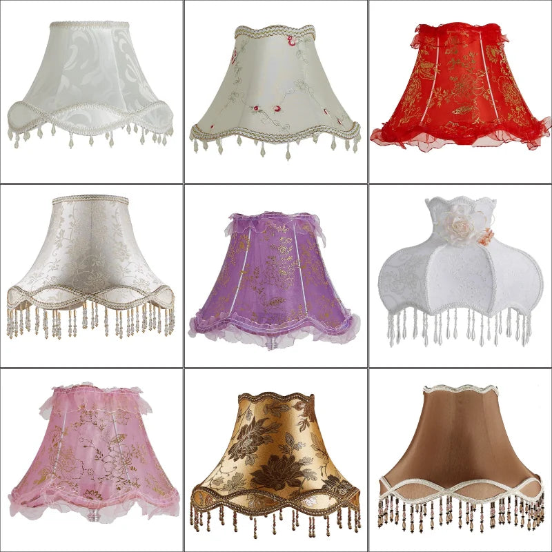 European Style Lampshade Vintage High-End Cloth Art Bead Lace