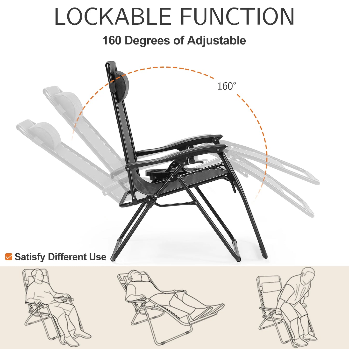 2 Recliner Camping Patio Lounge Chairs