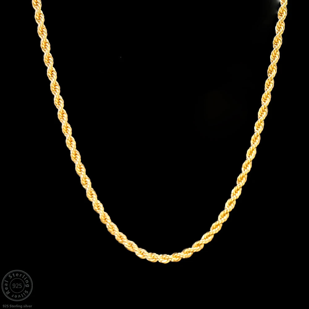 18K Gold plated 2.8MM Twisted Rope Twist Electroplating Necklace