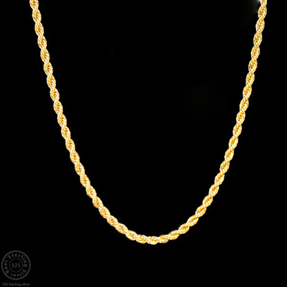 18K Gold plated 2.8MM Twisted Rope Twist Electroplating Necklace