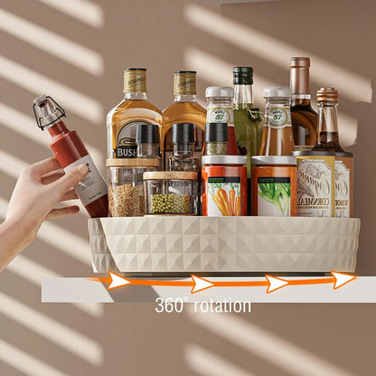 1Pc Kitchen Storage Spice Rack 360 Degree Rotating Cabinet