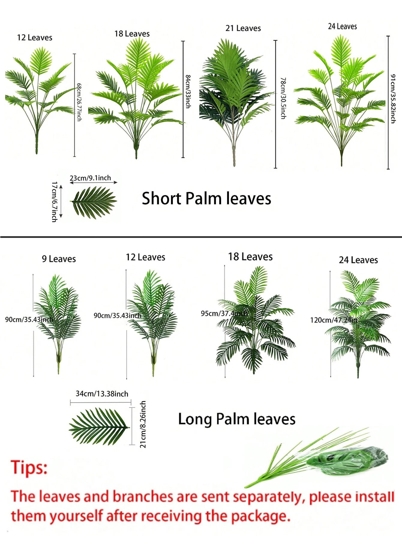 Large Artificial Palm Tree Plastic 70-120cm