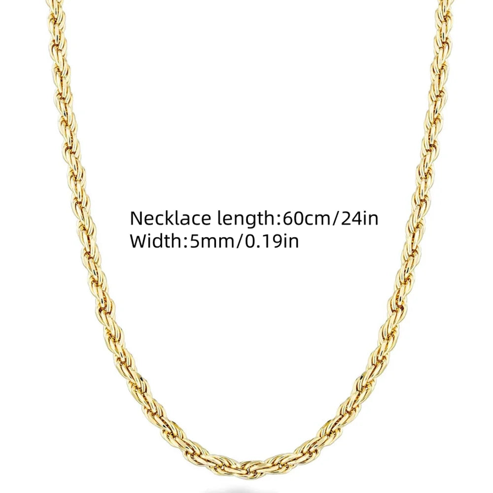 18K Gold plated 2.8MM Twisted Rope Twist Electroplating Necklace