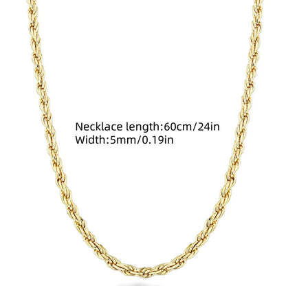 18K Gold plated 2.8MM Twisted Rope Twist Electroplating Necklace