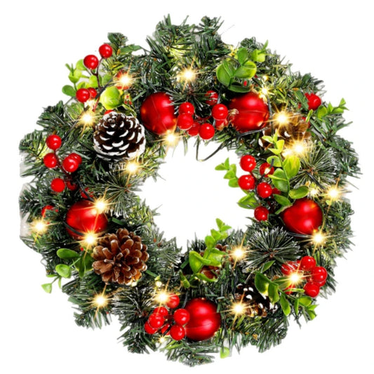 Elegant Red Christmas Wreath LED PVC