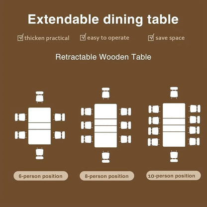 Extendable Dining Room Wooden Table for 6 8 10, 78.74"