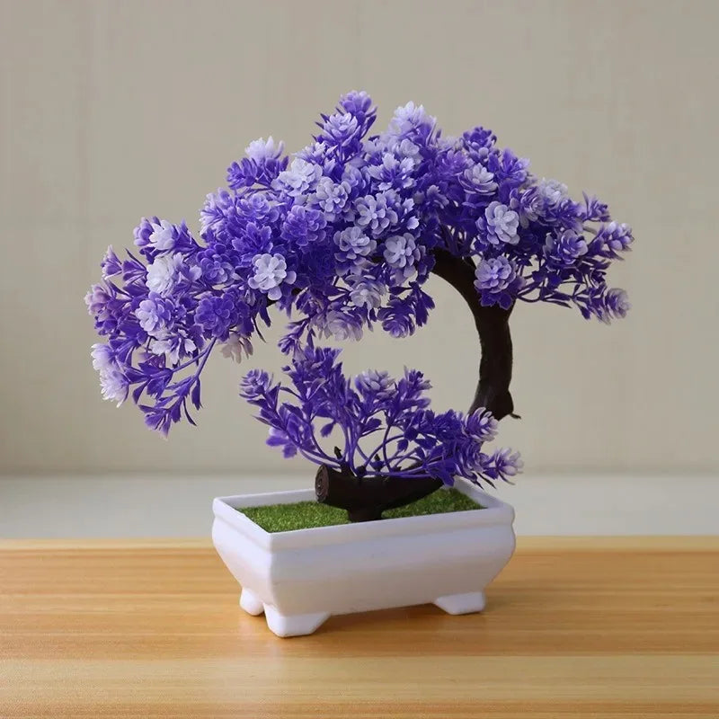 Artificial Bonsai Simulated Tree Fake Flowers