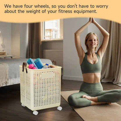 66.5L Foldable Laundry Basket with Wheels -