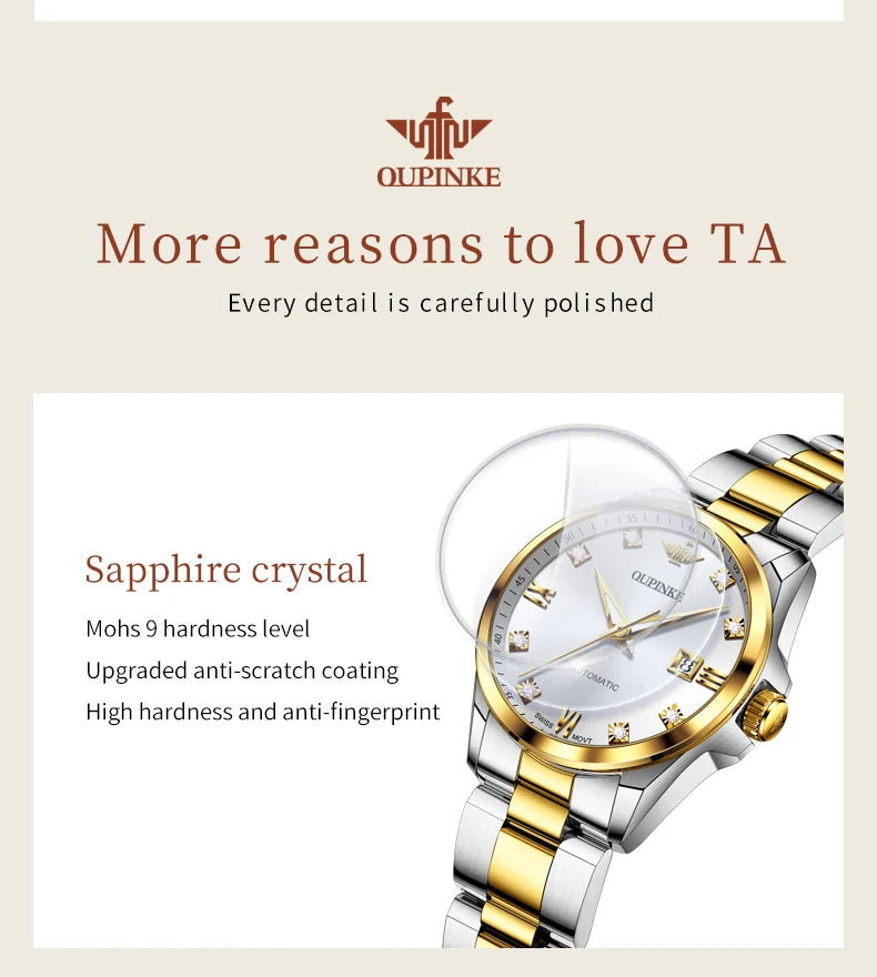 Original  Swiss Automatic Mechanical Watch  Real Diamond Sapphire