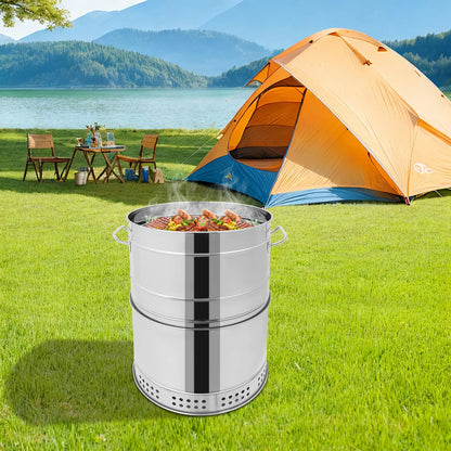 Stainless Steel BBQ Grill Barrel Portable Charcoal Grills 360°