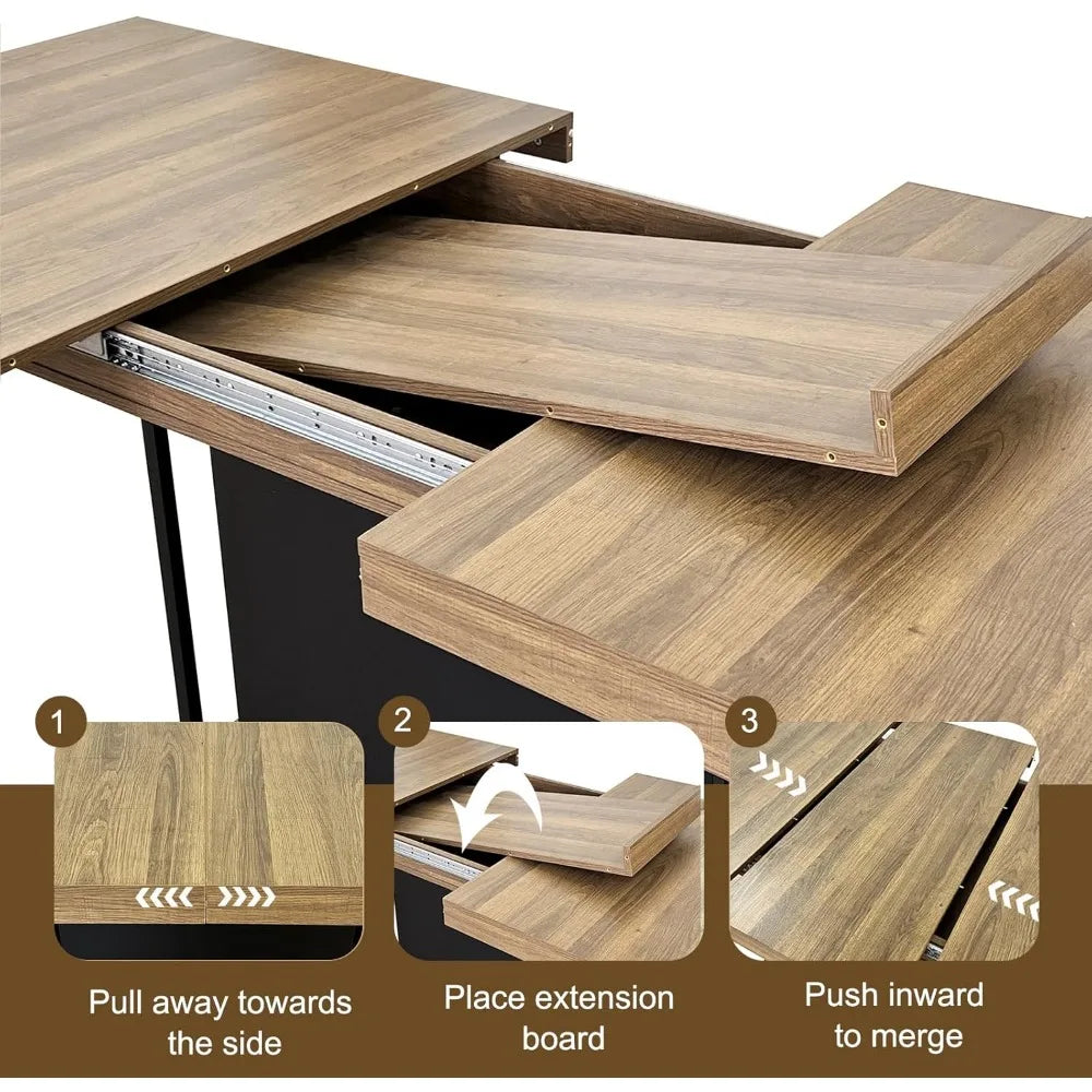 Extendable Dining Room Wooden Table for 6 8 10, 78.74"
