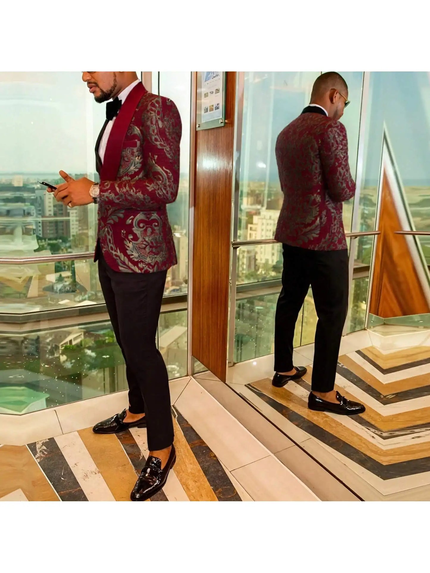 Flower Suit Jacket 1 Button Paisley Tuxedo