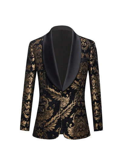 Flower Suit Jacket 1 Button Paisley Tuxedo