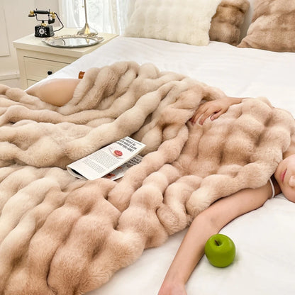 1pc Faux Rabbit Fleece Blanket -