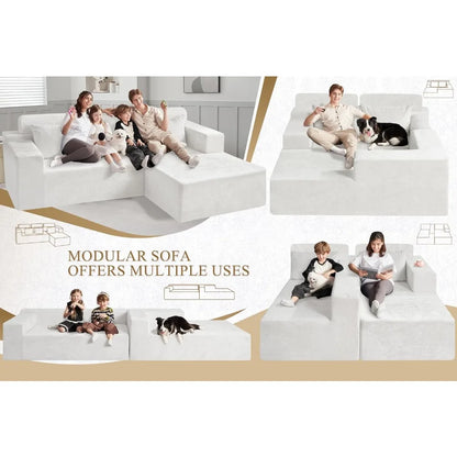 L-Shaped Modular Sofa Sectional . Comfortable Deep-Seated Couch,
