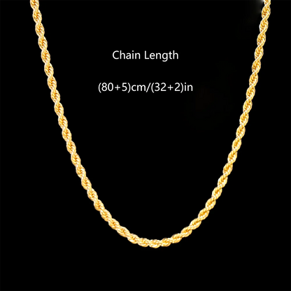 18K Gold plated 2.8MM Twisted Rope Twist Electroplating Necklace