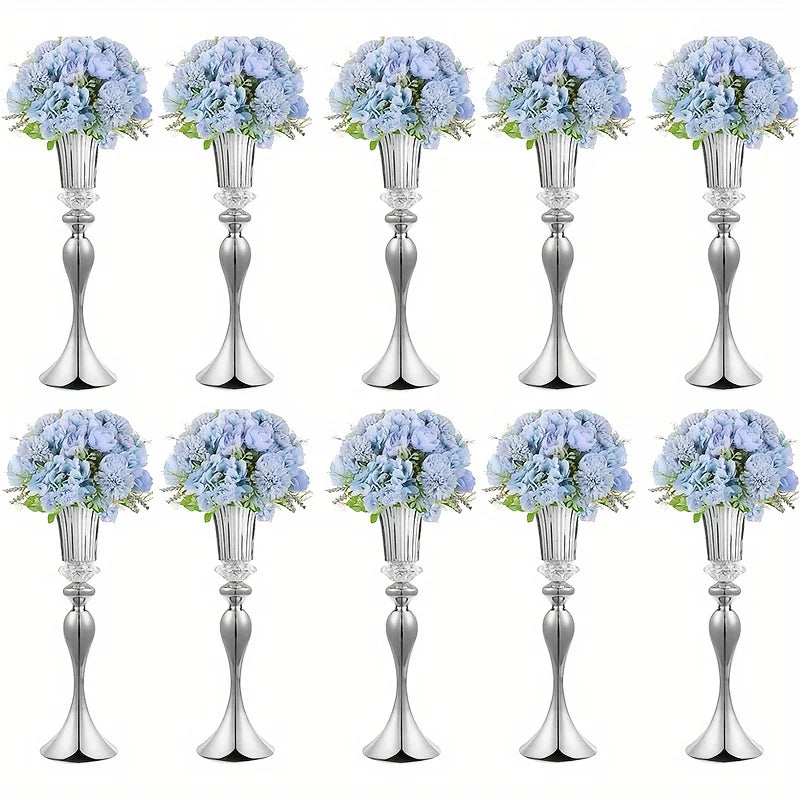 Set of 2/10 Crystal Flower Stands, Metal Centerpiece for Decoration,  & Christmas  Party