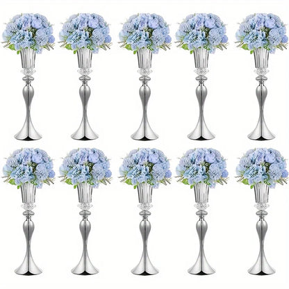 Set of 2/10 Crystal Flower Stands, Metal Centerpiece for Decoration,  & Christmas  Party