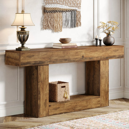 63" Console Table, 2-Tier Entryway Table