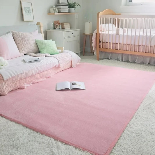 Pink Coral Velvet Carpet Living Room Short Plush Rug
