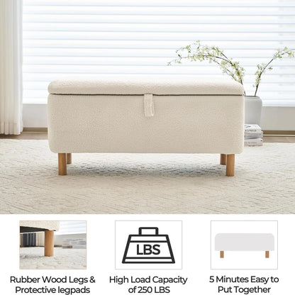 39.5" Boucle Storage Ottoman Bench for Bedroom