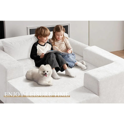 L-Shaped Modular Sofa Sectional . Comfortable Deep-Seated Couch,