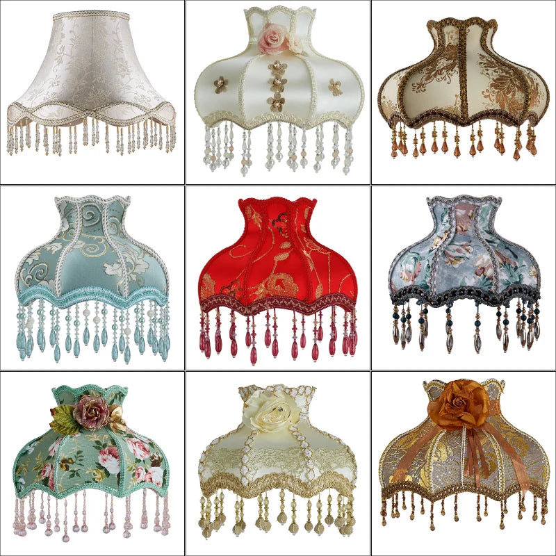 European Style Lampshade Vintage High-End Cloth Art Bead Lace