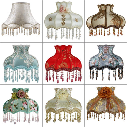 European Style Lampshade Vintage High-End Cloth Art Bead Lace