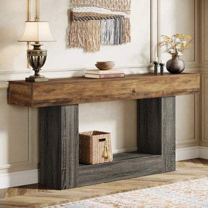 63" Console Table, 2-Tier Entryway Table