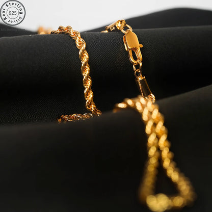 18K Gold plated 2.8MM Twisted Rope Twist Electroplating Necklace