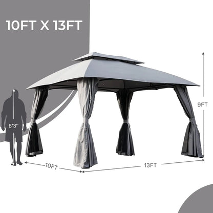 10x13 FT Gazebo Double Soft Top Canopy Anti-UV