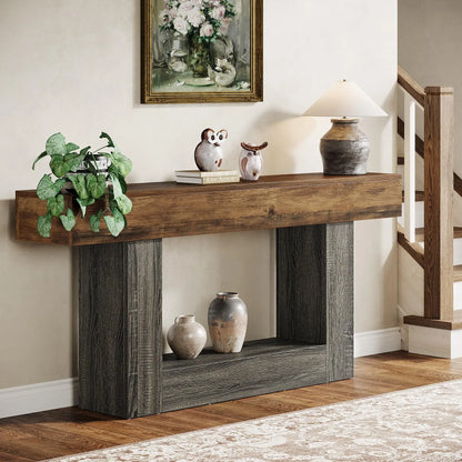 63" Console Table, 2-Tier Entryway Table