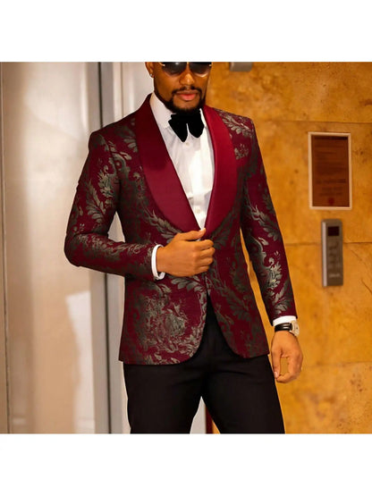 Flower Suit Jacket 1 Button Paisley Tuxedo
