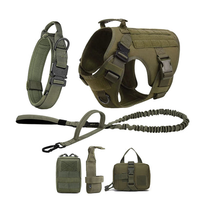 Tactical Dog Harness Collar Leash For Medium Large Dogs