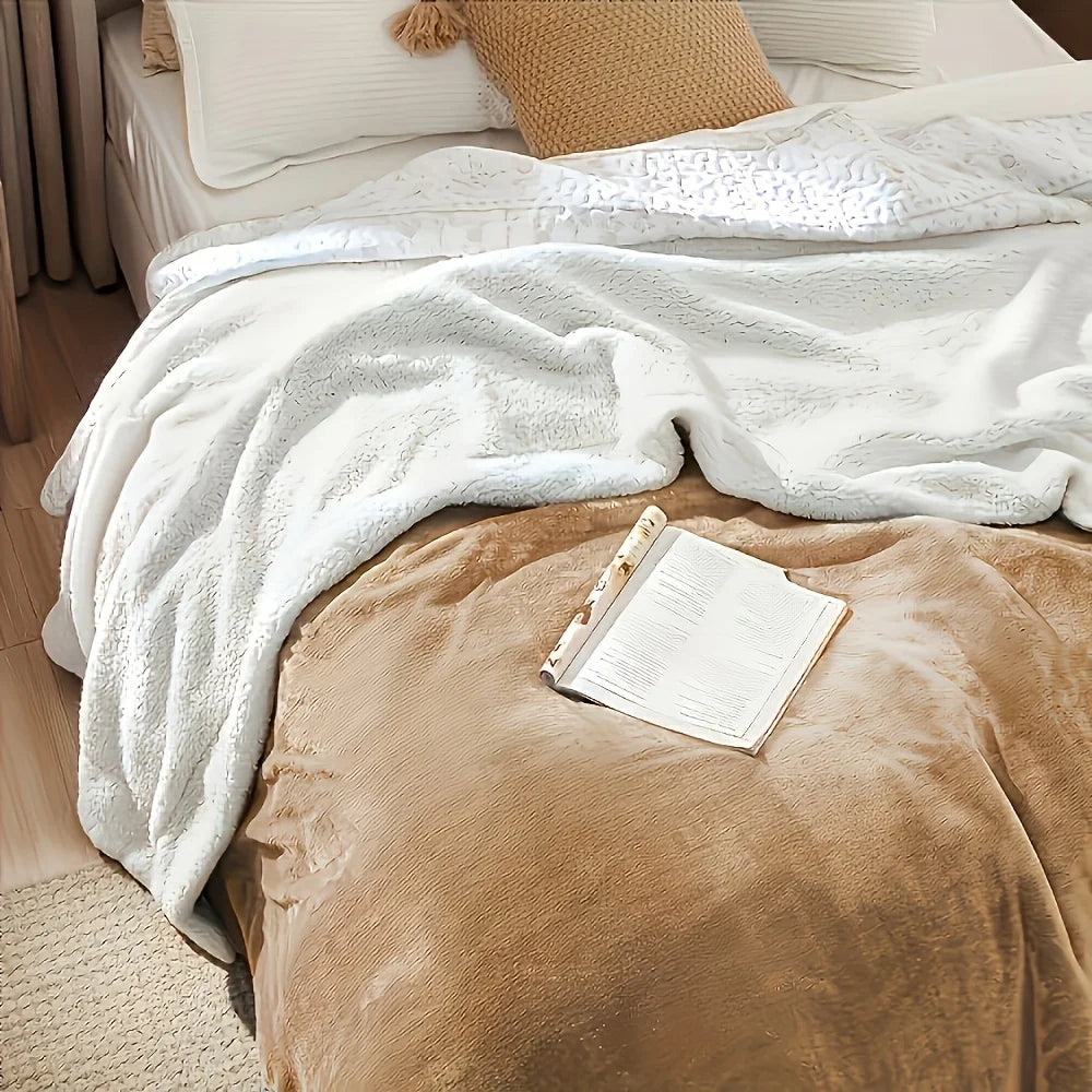 Velvet Double Reversible Sherpa Fleece Throw 5Lbs