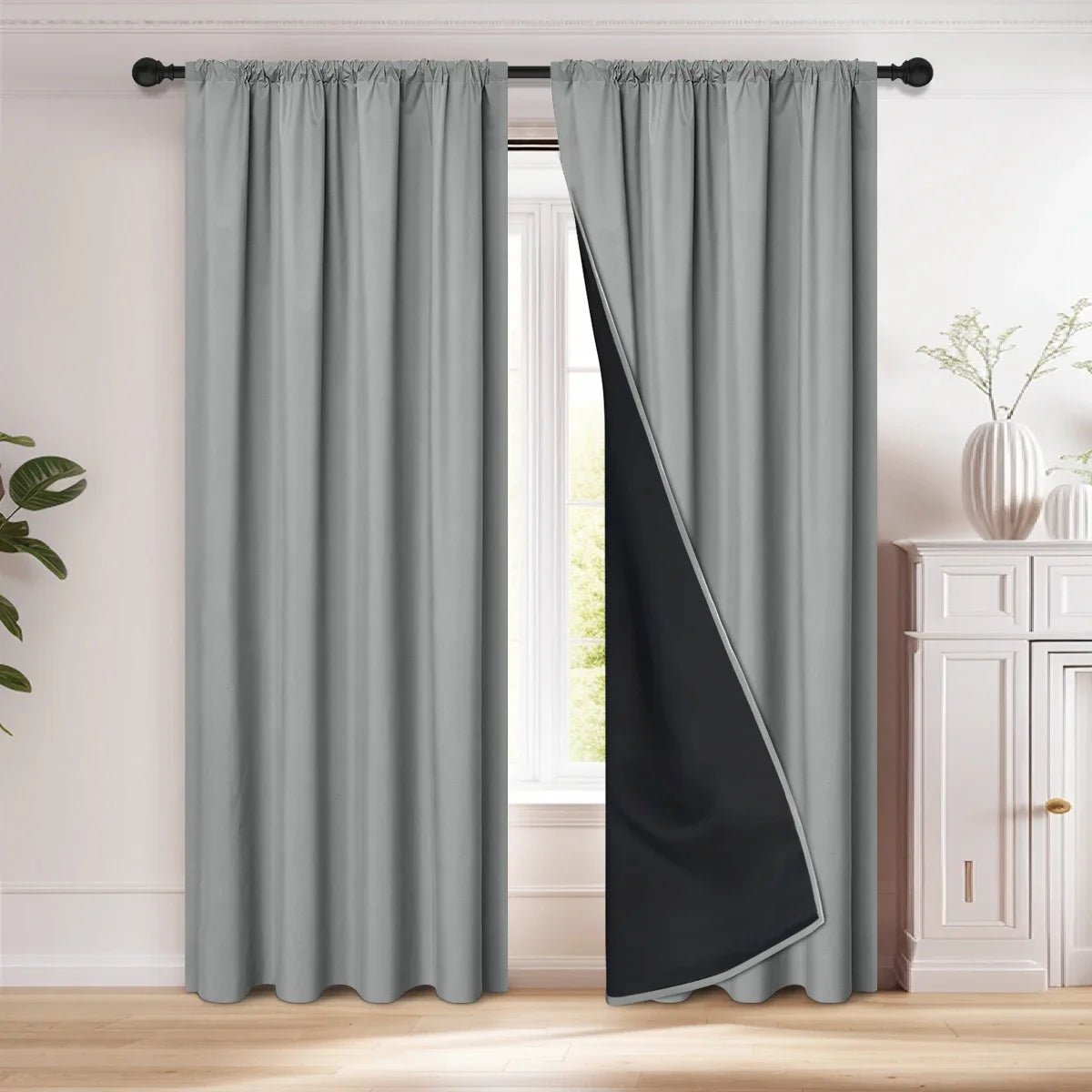 1pc 100% Blackout Curtain with Rod Pocket,