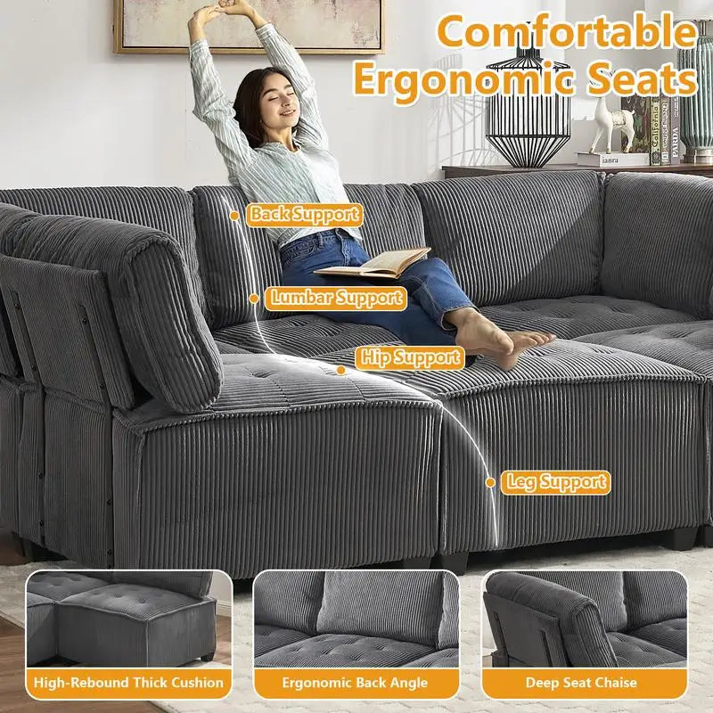 Modular Sectional Sofa With Reversible Chaise,