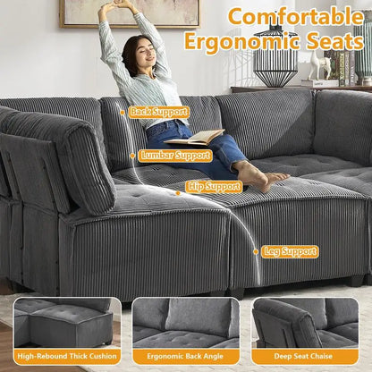 Modular Sectional Sofa With Reversible Chaise,