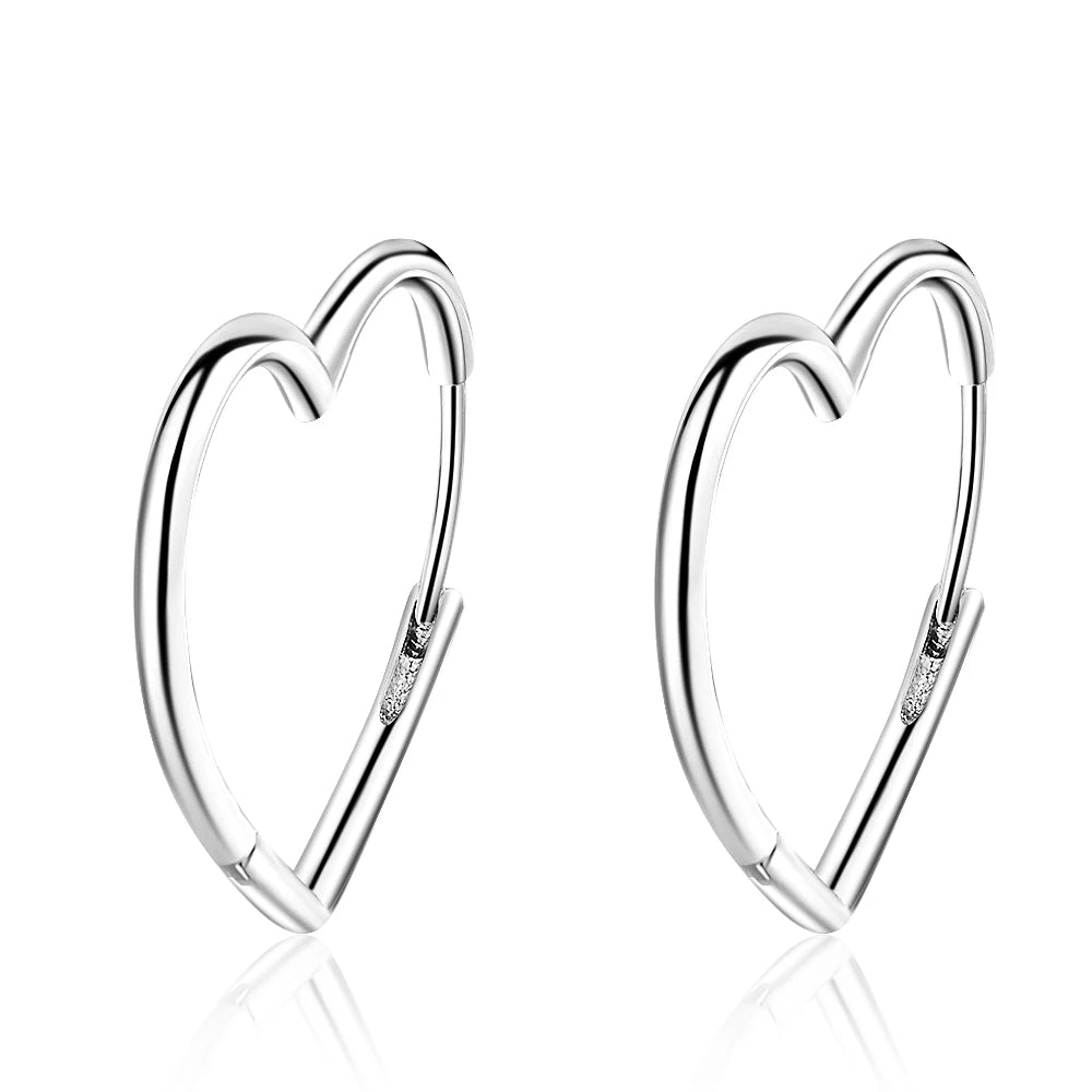 Silver Sterling Big Heart Hoop Earrings