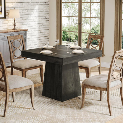 Square Dining Table with Sturdy Pedestal Base,