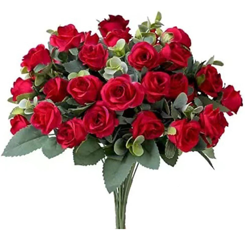 Silk Rose white Eucalyptus Peony Bouquet