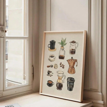 Unframed/Framed Coffee Chart Rustic Canvas Poster