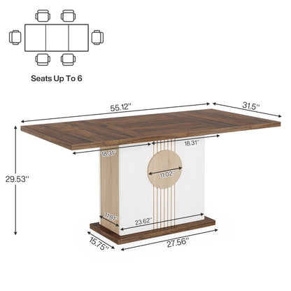 55" Rectangular Dining Table for 4 to 6 People,