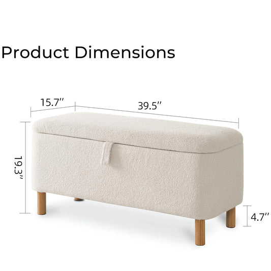 39.5" Boucle Storage Ottoman Bench for Bedroom