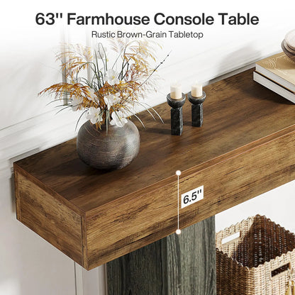 63" Console Table, 2-Tier Entryway Table