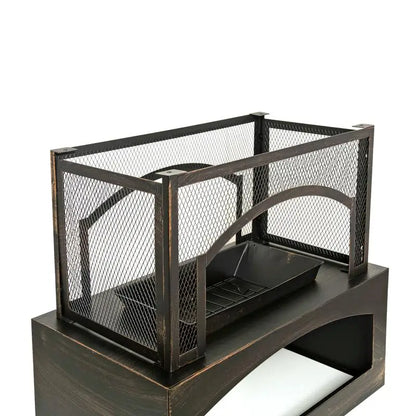 37-Inch Outdoor Rectangular Fireplace with Log Storage and Poker -
