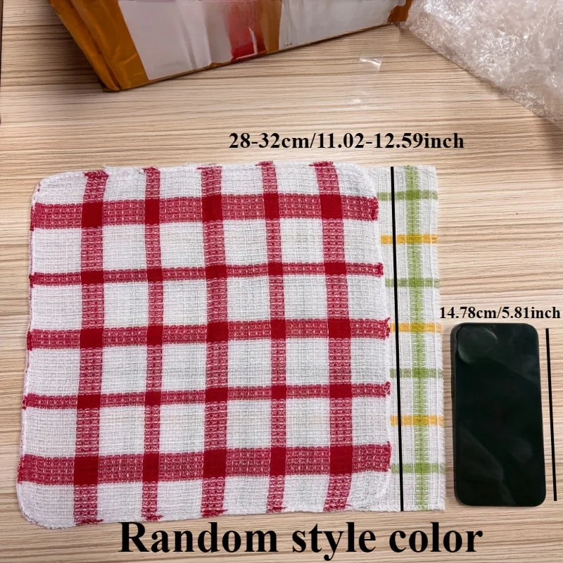 3/5/10/12pcs Plaid Kitchen Towels -