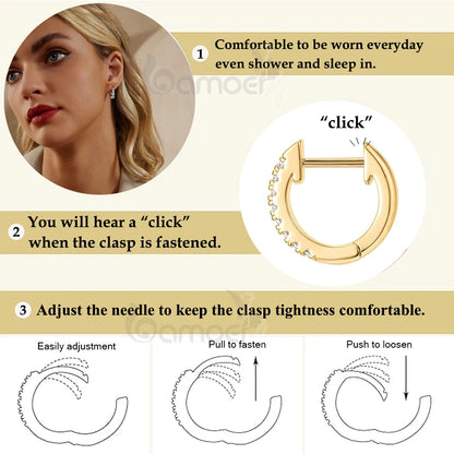 Sterling Silver Cubic Zirconia Ear Cuffs 18K Gold Hoop Earrings