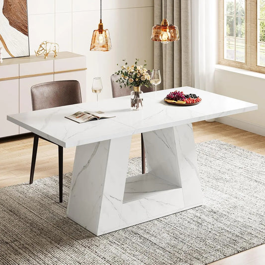Dining Table for 4 to 6 People ,Rectangular  Sturdy Base