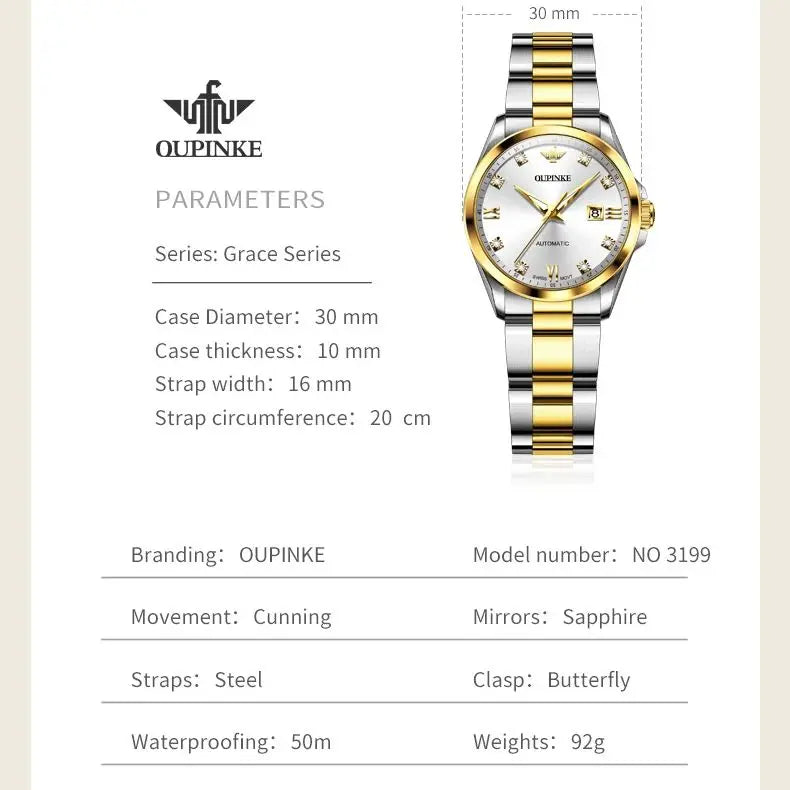 Original  Swiss Automatic Mechanical Watch  Real Diamond Sapphire